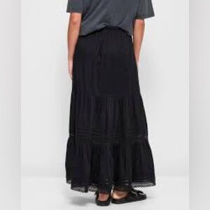 NWT MARIA CHER Coral Maxi Skirt BLACK Size Medium
